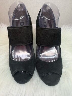 DKNY Black Peep-Toe Mary Jane Block Heels